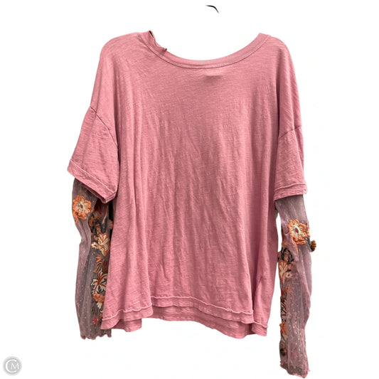 Top Long Sleeve By Free People In Pink, Size: M