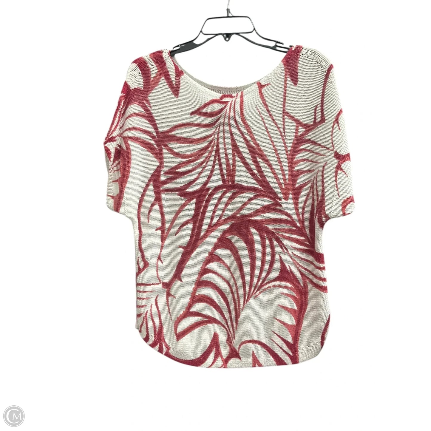 Vest Sweater By Chicos In Red & White, Size: M