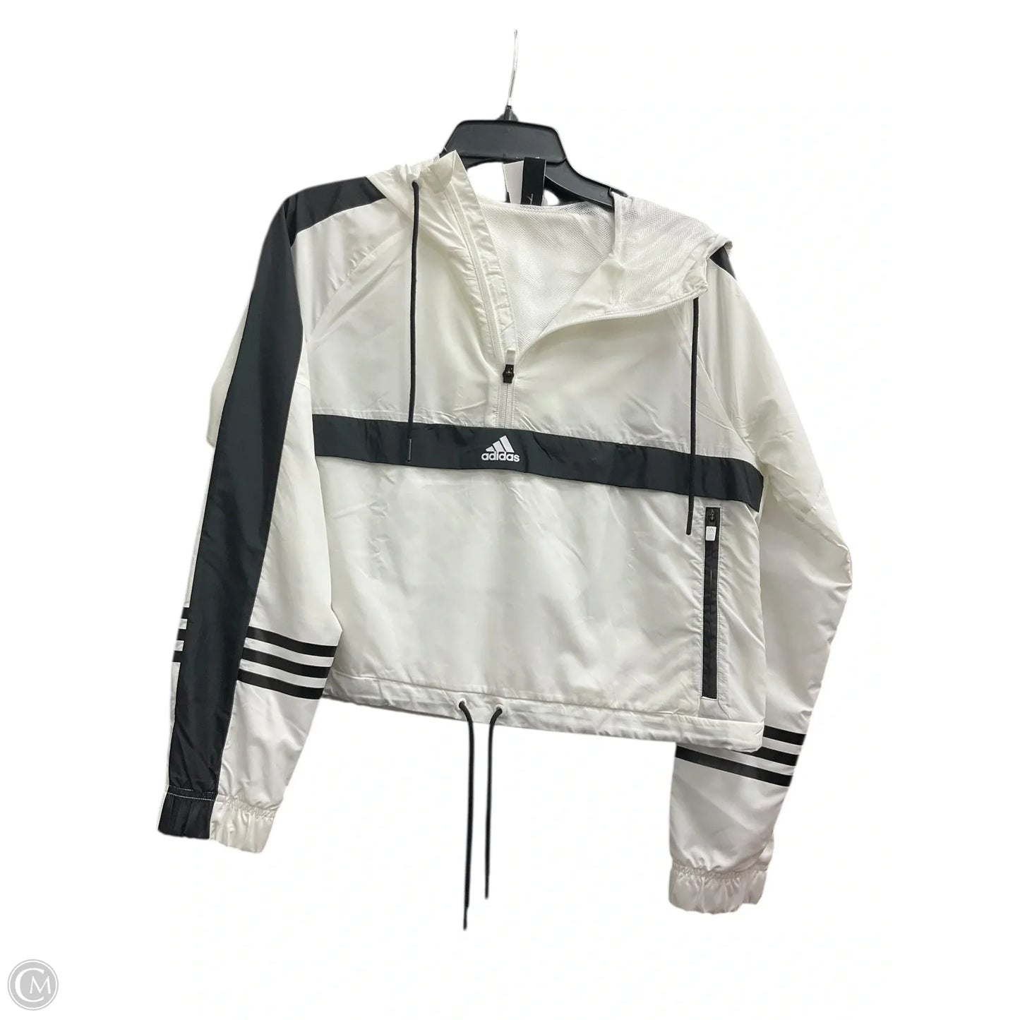 Athletic Top Long Sleeve Collar By Adidas In White & Yellow, Size: S