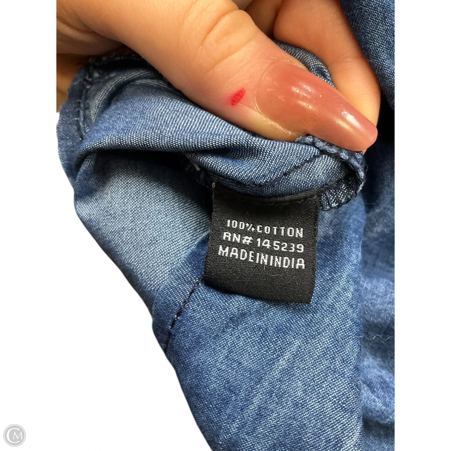 Top Short Sleeve By Sim & Sam In Blue Denim, Size: S