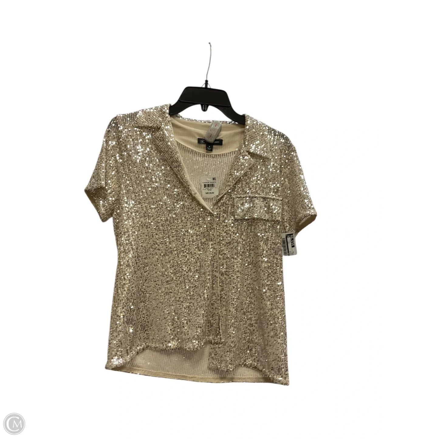 Top Short Sleeve By Inc In Silver, Size: M