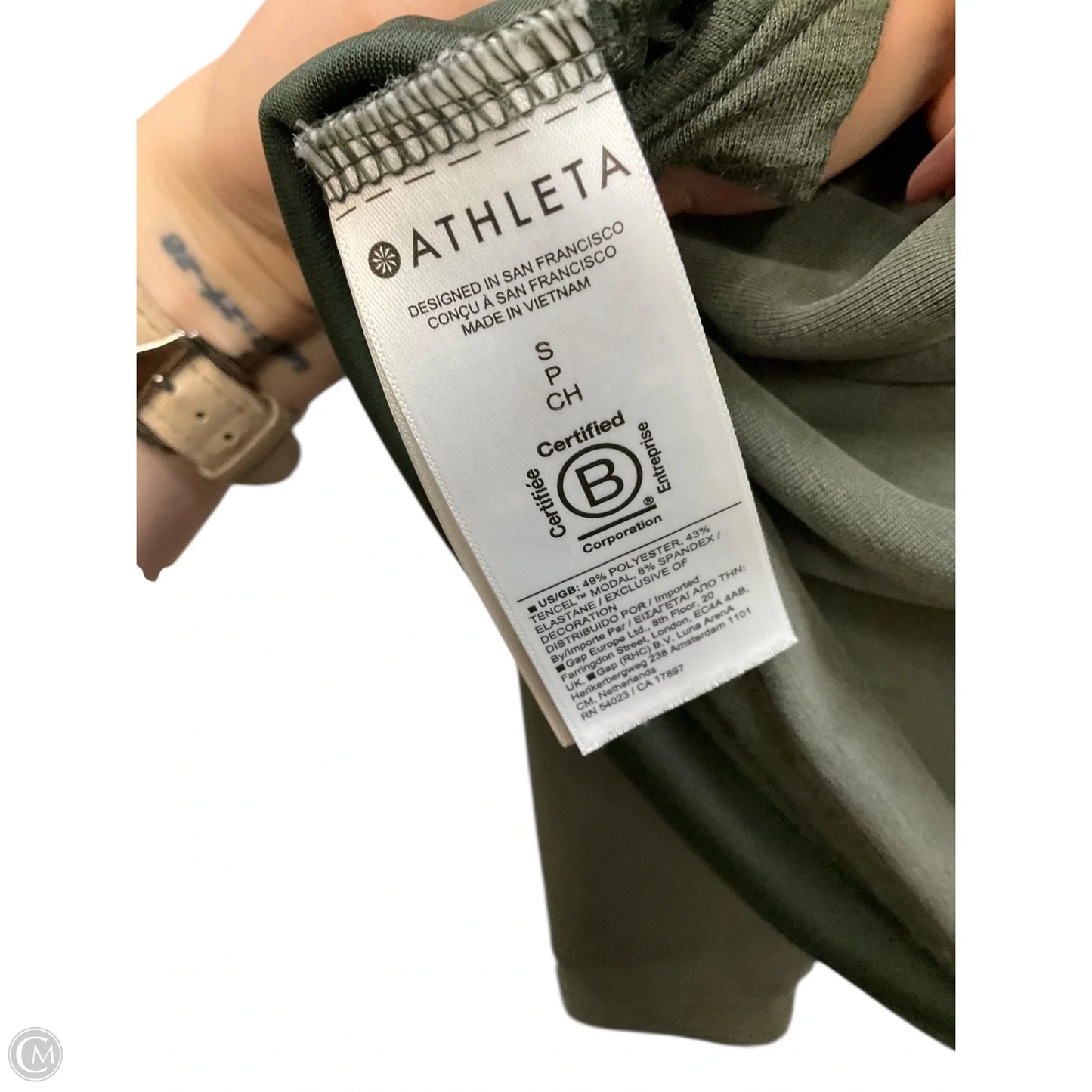 Athletic Top Long Sleeve Collar By Athleta In Green, Size: Sp