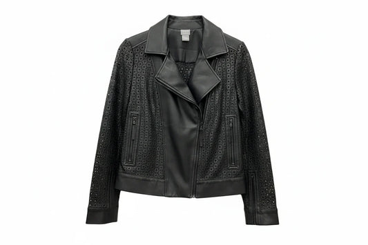 Jacket Moto By Chicos In Black, Size: S