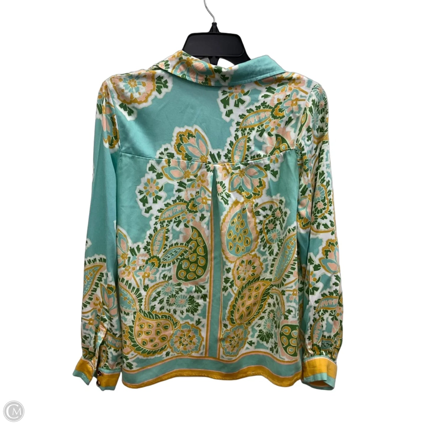 Blouse Long Sleeve By Rachel Zoe In Blue & Yellow, Size: S