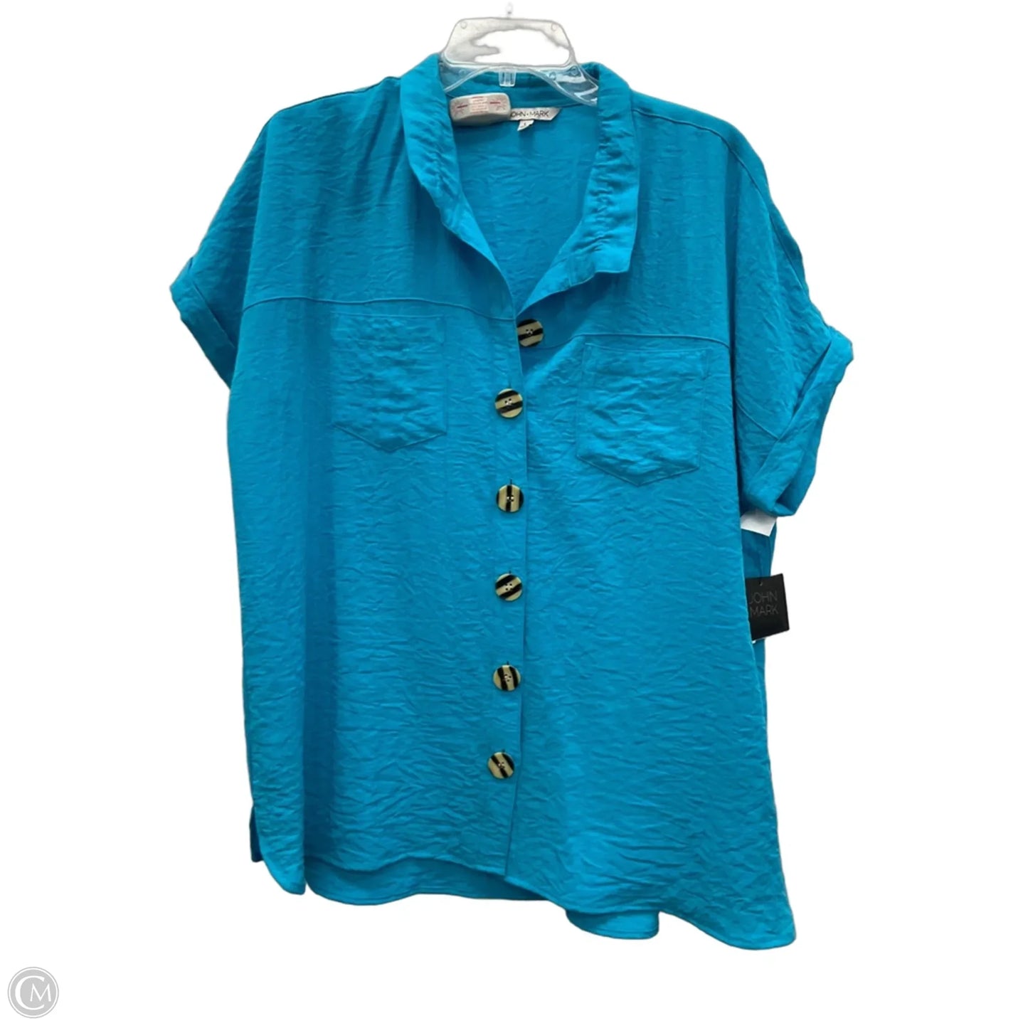 Top Short Sleeve By John Mark In Blue, Size: L