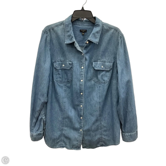 Blouse Long Sleeve By Talbots In Blue Denim, Size: 20