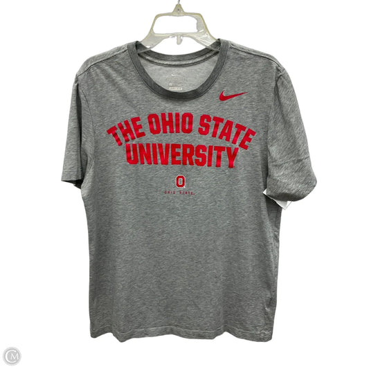 Athletic Top Short Sleeve By Nike Apparel In Grey & Red, Size: L