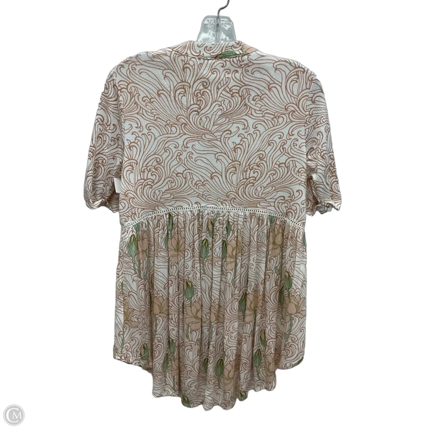 Top Short Sleeve By Anthropologie In Pink & White, Size: Xs
