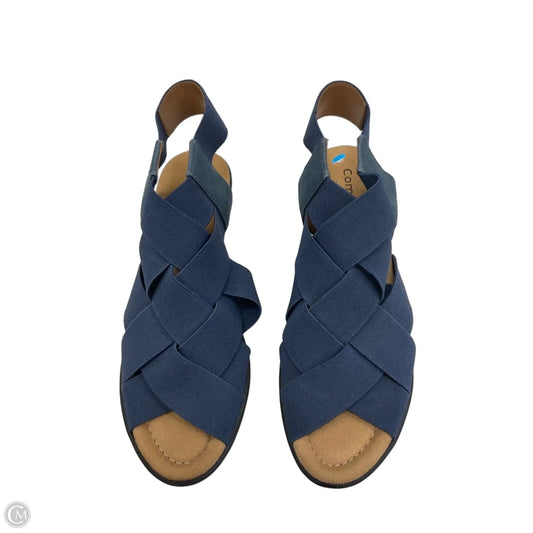 Sandals Heels Block By Comfortiva In Blue & Tan, Size: 7