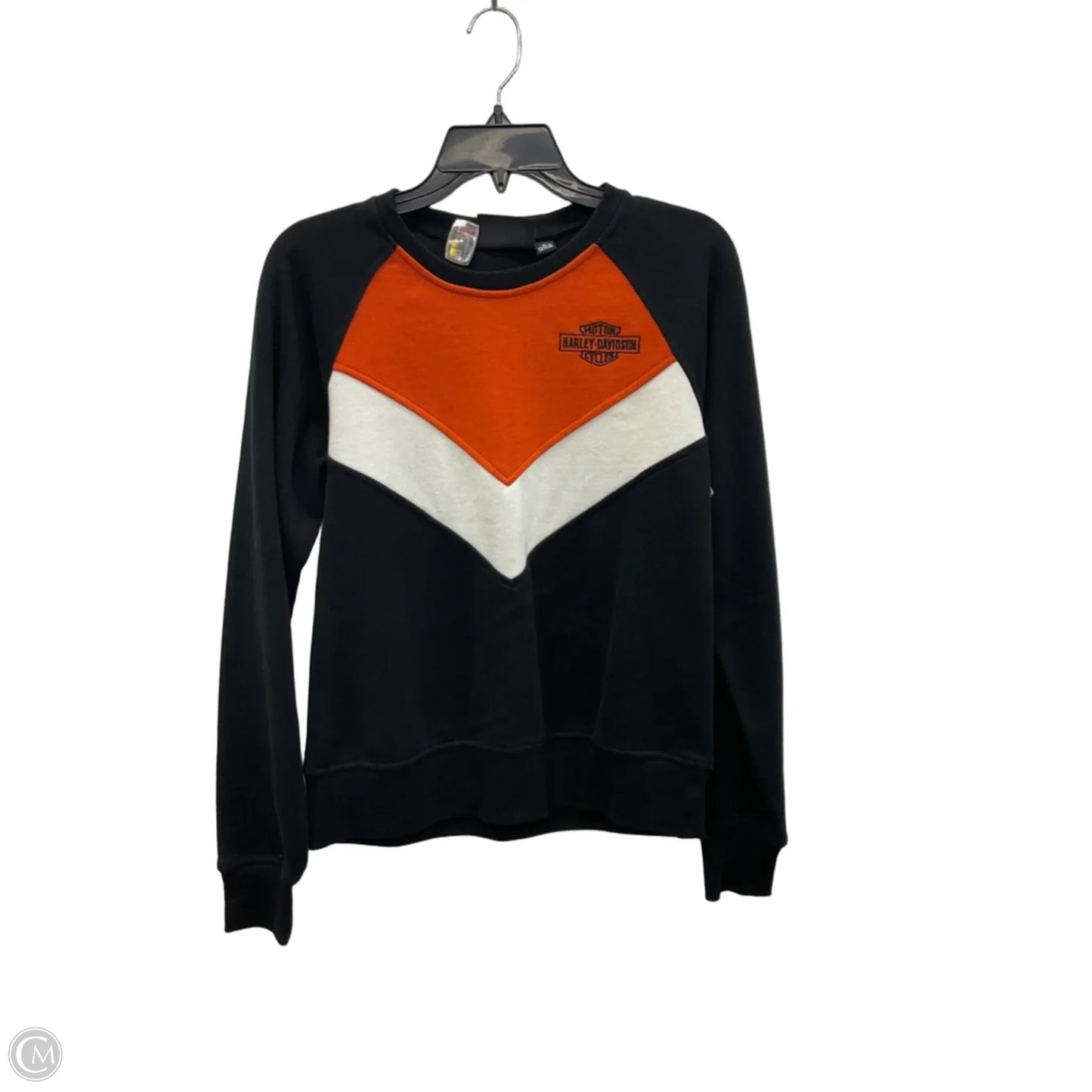 Sweatshirt Crewneck By Harley Davidson In Black & Orange, Size: M