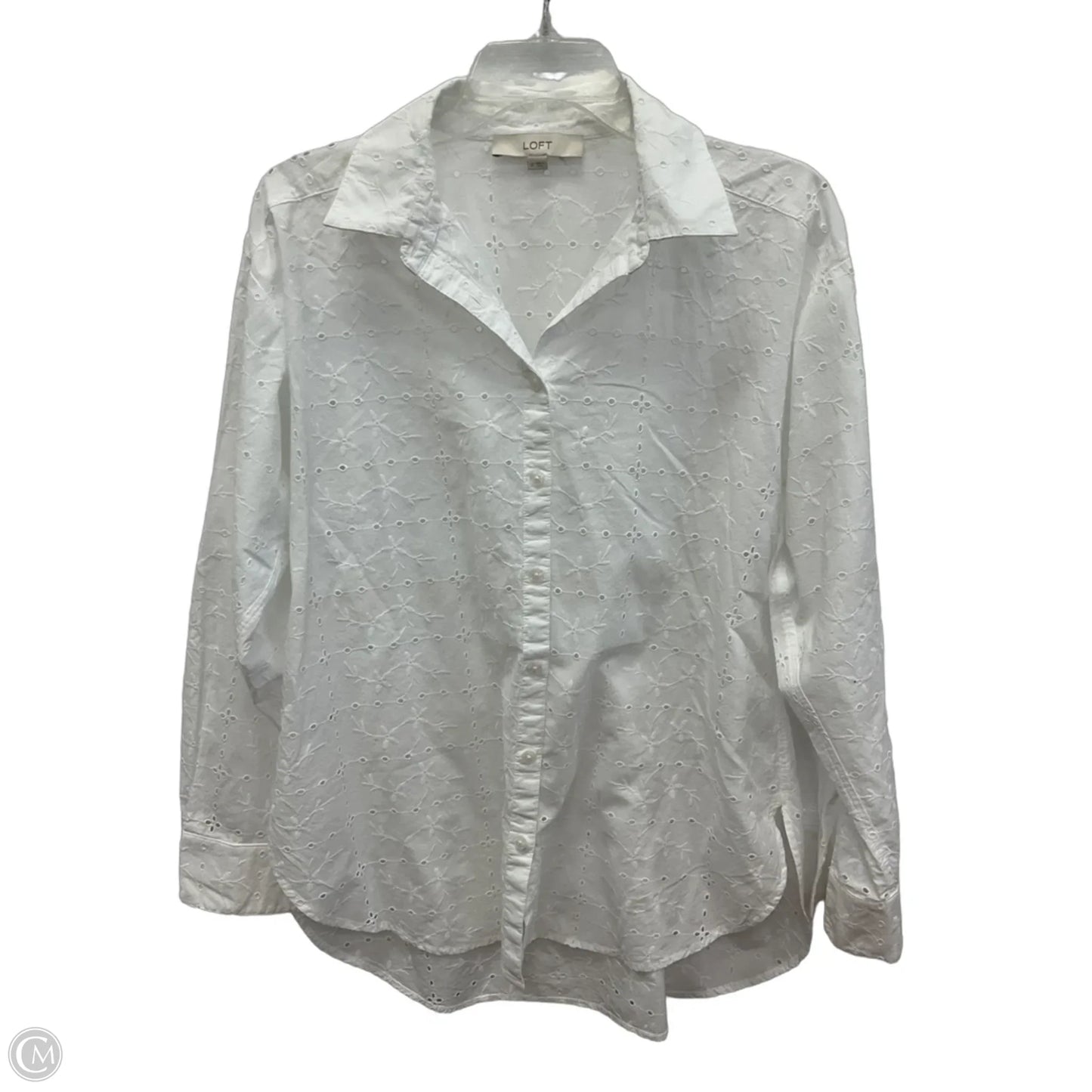 Blouse Long Sleeve By Loft In White, Size: S
