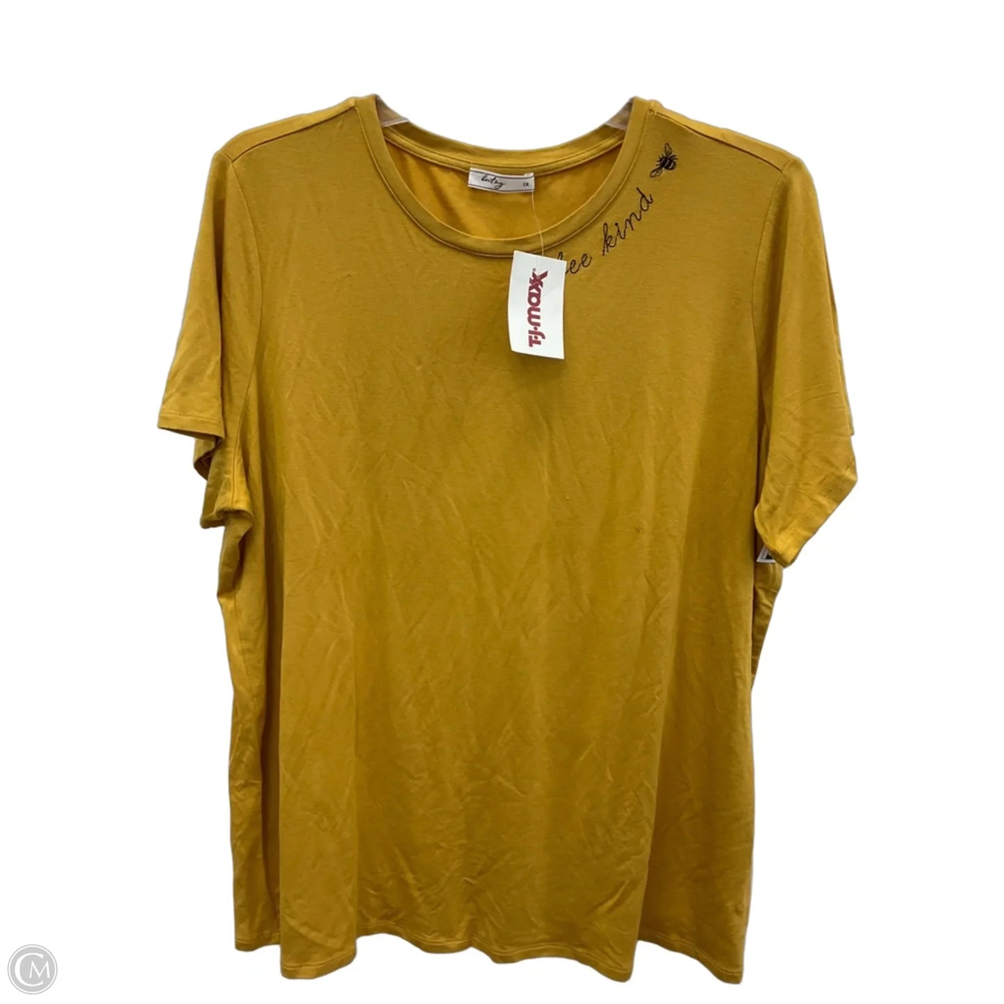 Top Short Sleeve Basic By Cmf In Yellow, Size: 1x
