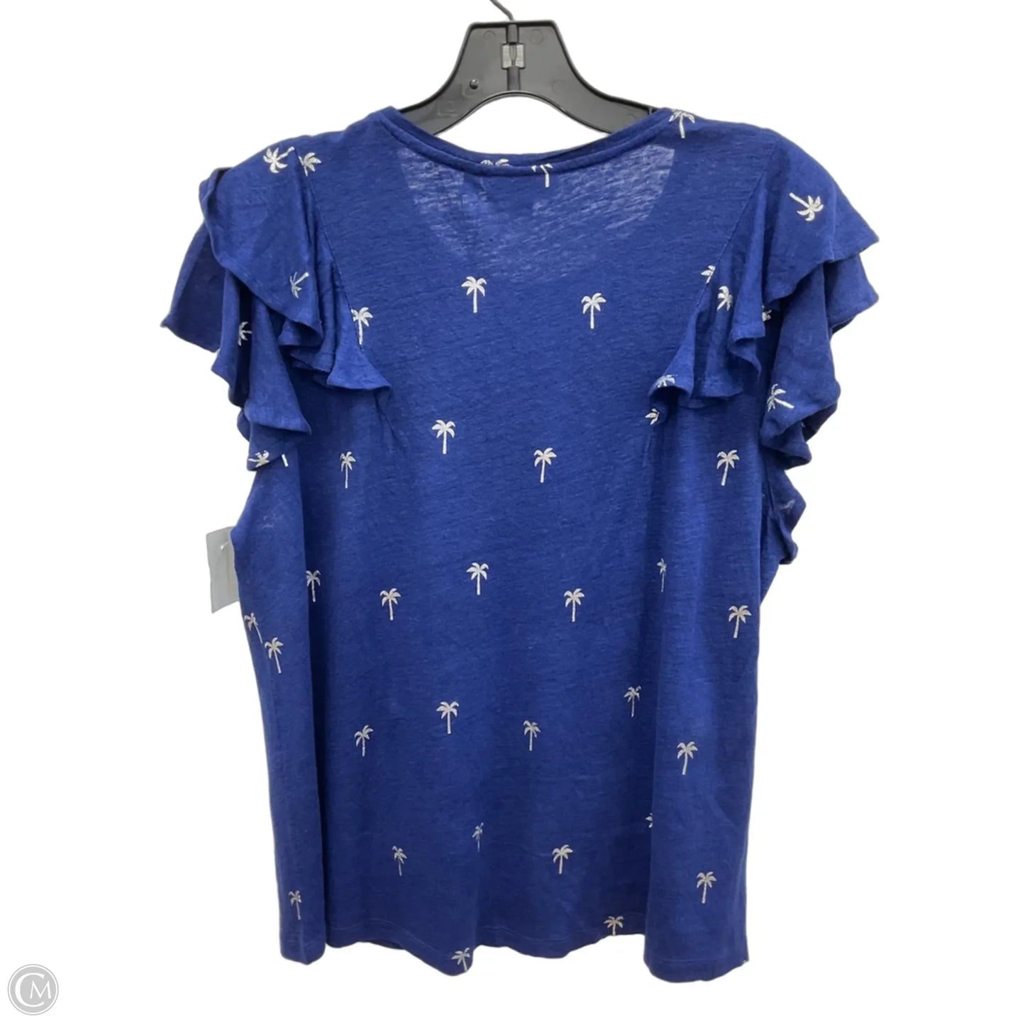 Top Short Sleeve By Chicos In Blue & White, Size: L
