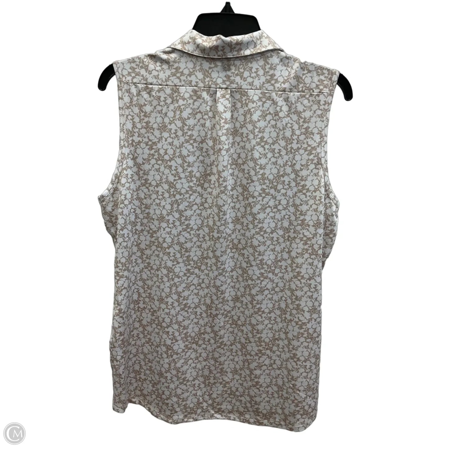 Athletic Tank Top By Adidas In Tan & White, Size: L