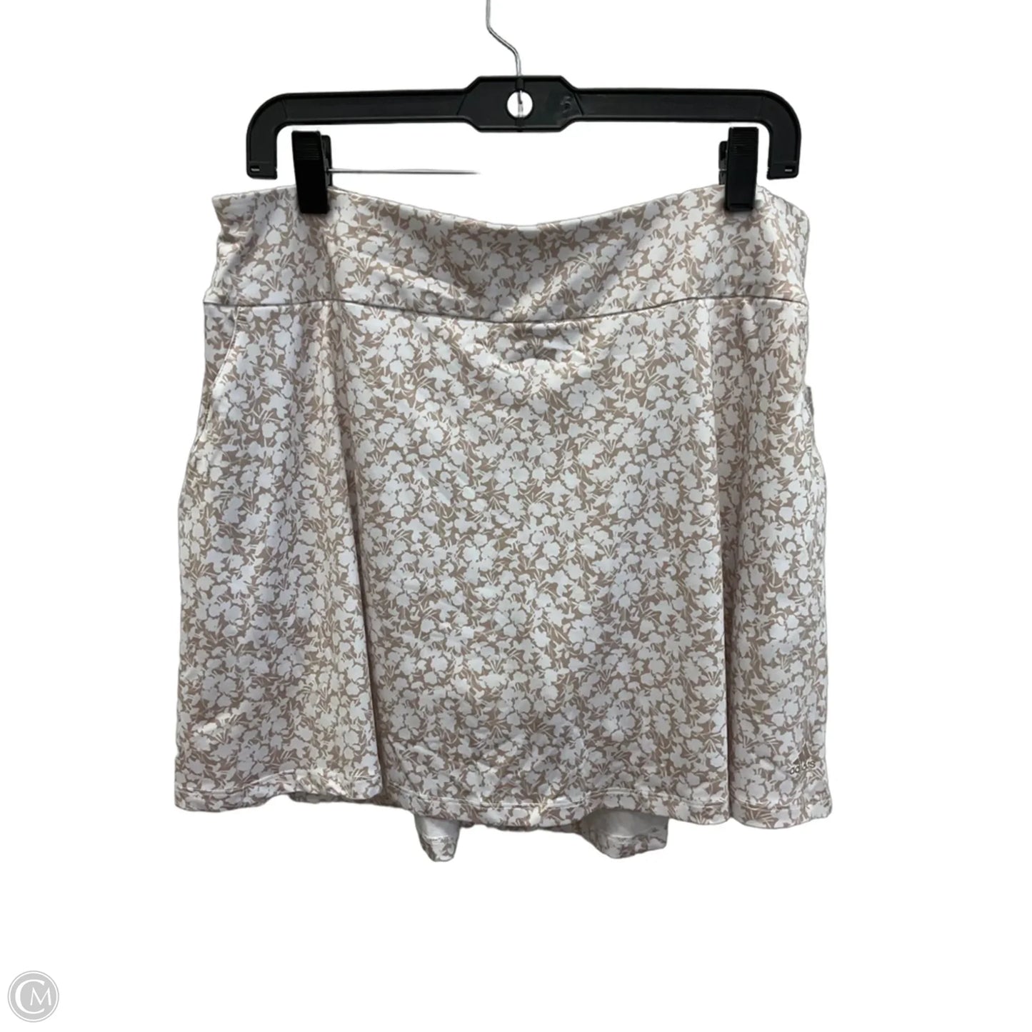 Athletic Skort By Adidas In Tan & White, Size: L