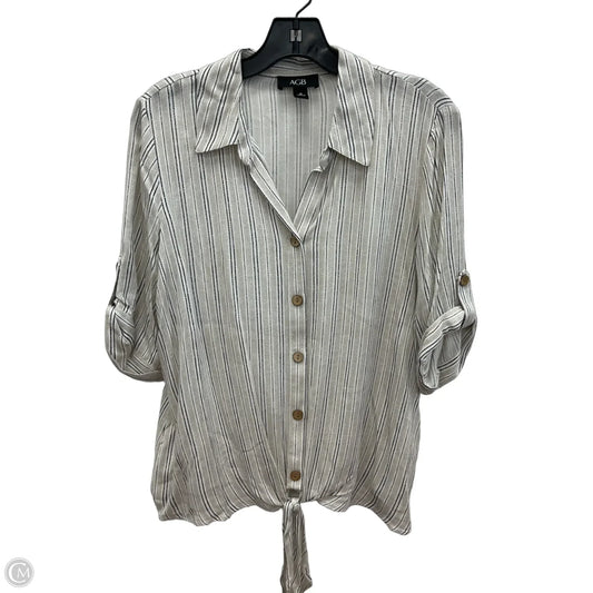 Top Short Sleeve By Agb In Tan & White, Size: M