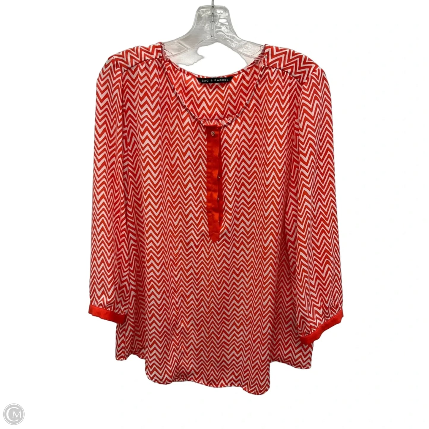Top 3/4 Sleeve By Zac And Rachel In Red & White, Size: L