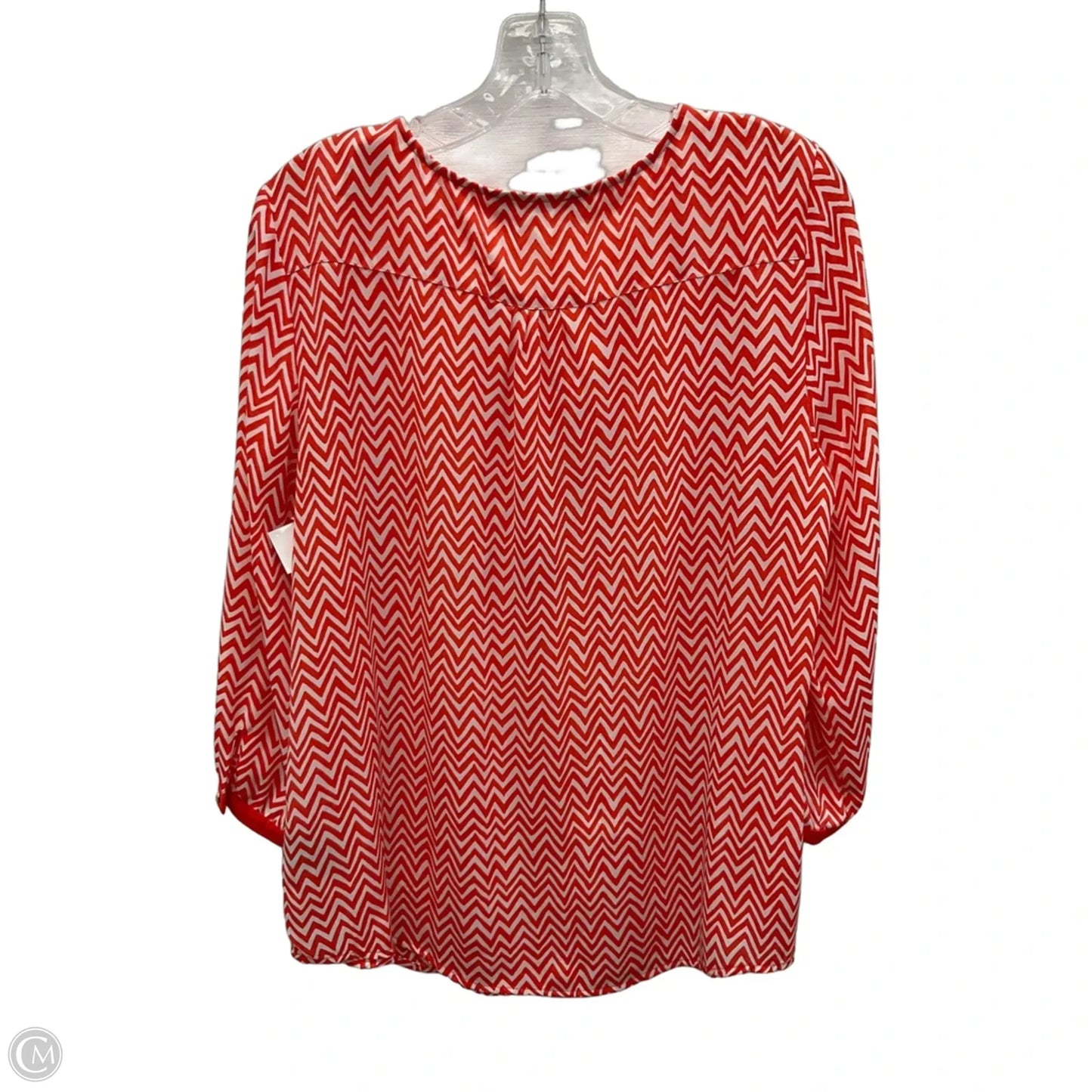 Top 3/4 Sleeve By Zac And Rachel In Red & White, Size: L