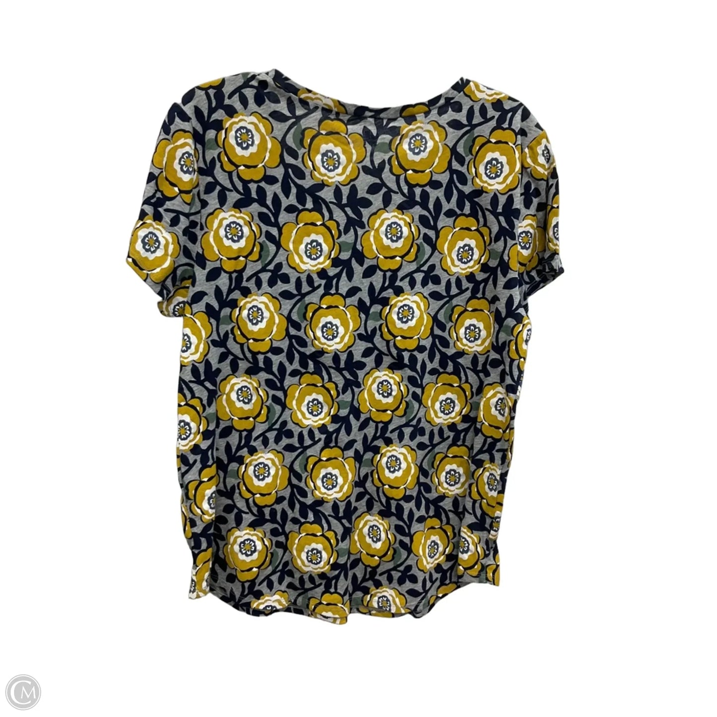 Top Short Sleeve By Loft In Grey & Yellow, Size: L