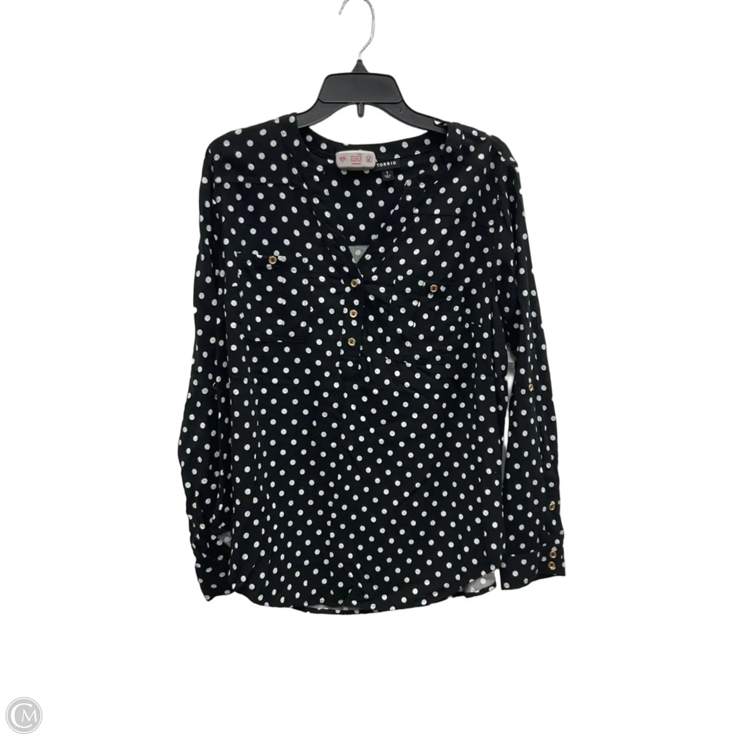 Top Long Sleeve By Torrid In Polkadot Pattern, Size: 1x