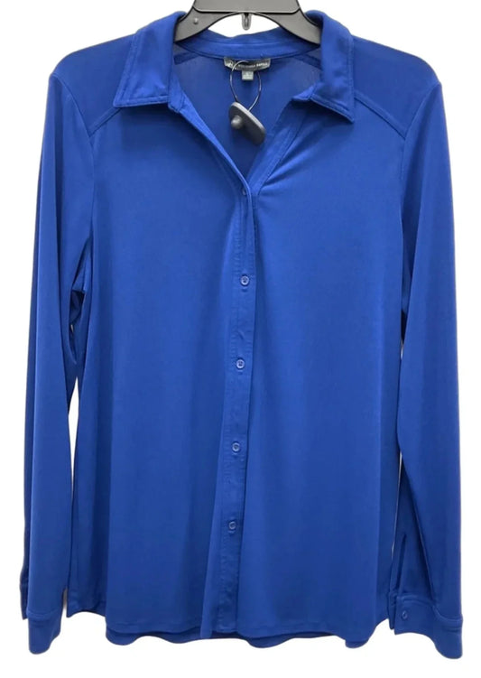 Blouse Long Sleeve By Adrianna Papell In Blue, Size: L