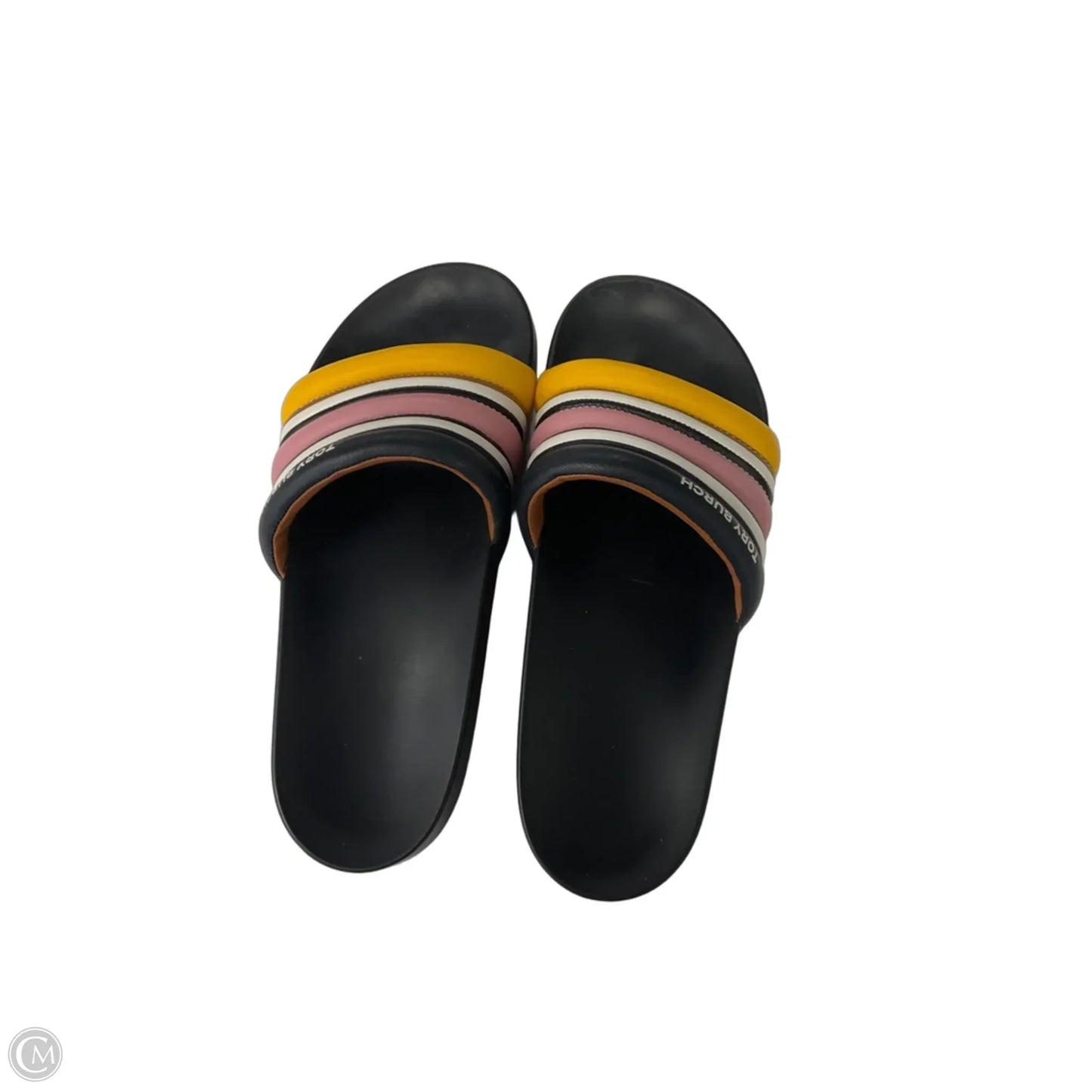 Sandals Designer By Tory Burch In Black & Yellow, Size: 9