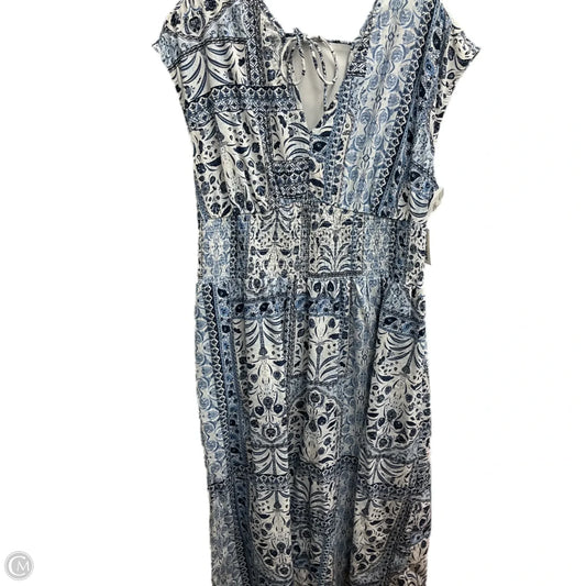 Dress Casual Midi By Old Navy In Blue & White, Size: M