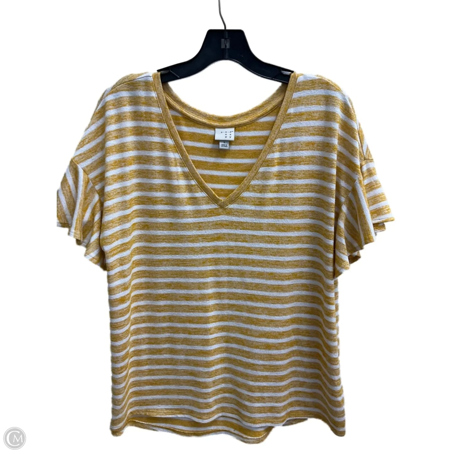 Top Short Sleeve By A New Day In White & Yellow, Size: L