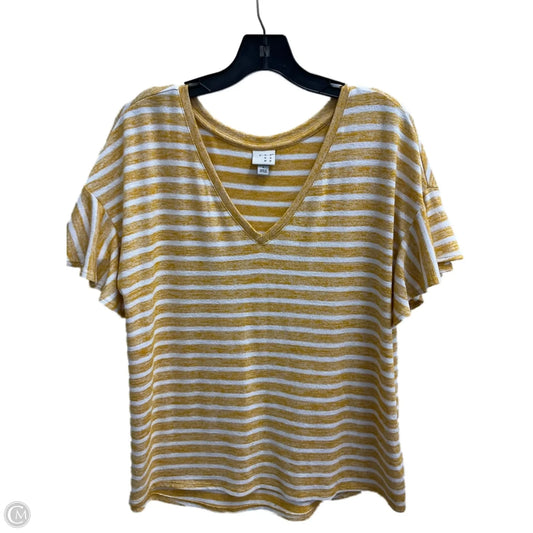 Top Short Sleeve By A New Day In White & Yellow, Size: L