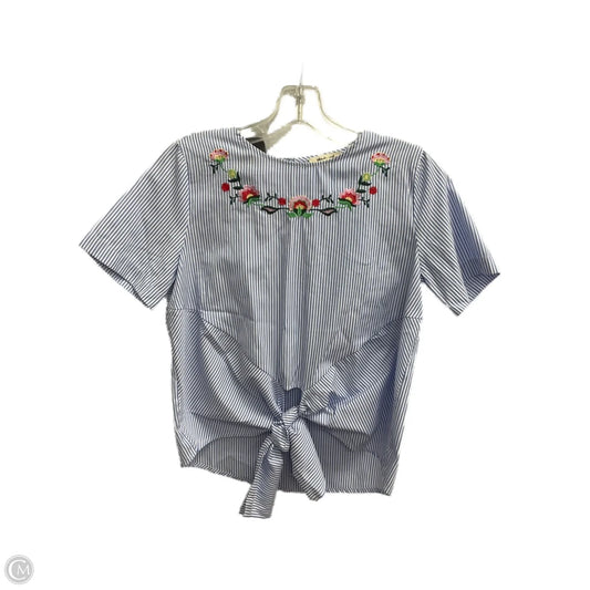 Top Short Sleeve By Clothes Mentor In Blue & White, Size: S