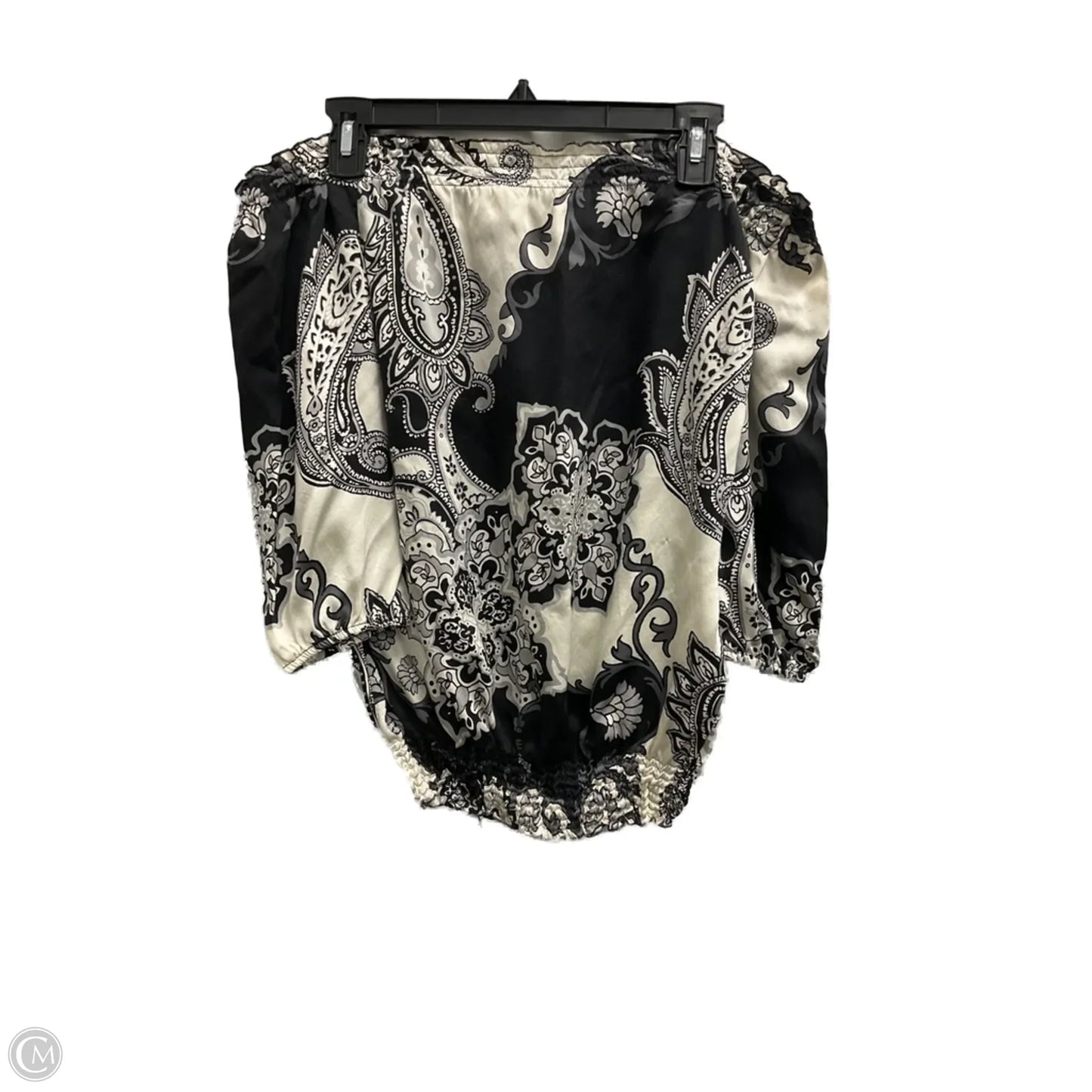 Top 3/4 Sleeve By White House Black Market In Black & White, Size: M