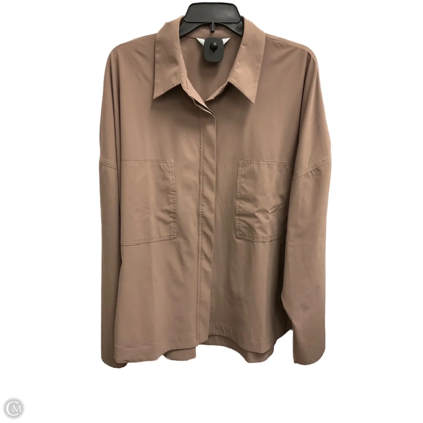 Blouse Long Sleeve By Flx In Brown, Size: Xl