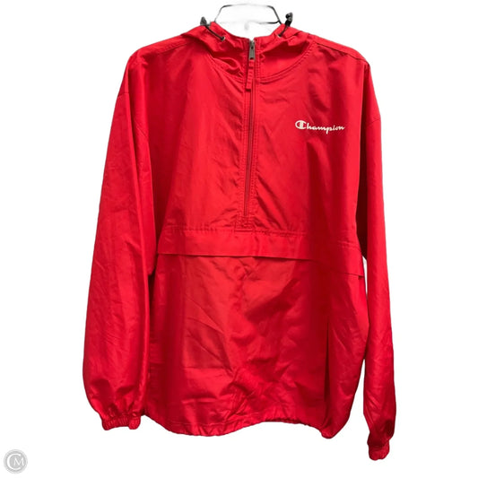 Jacket Windbreaker By Champion In Red, Size: L