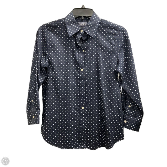 Blouse 3/4 Sleeve By Chaps In Blue & White, Size: S