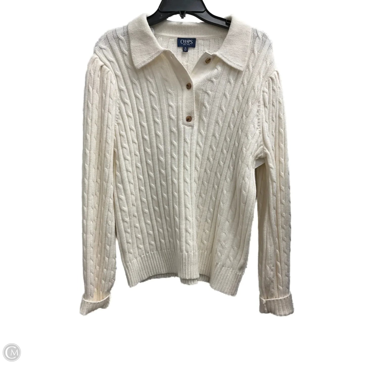 Cardigan By Chaps In Cream, Size: Xl