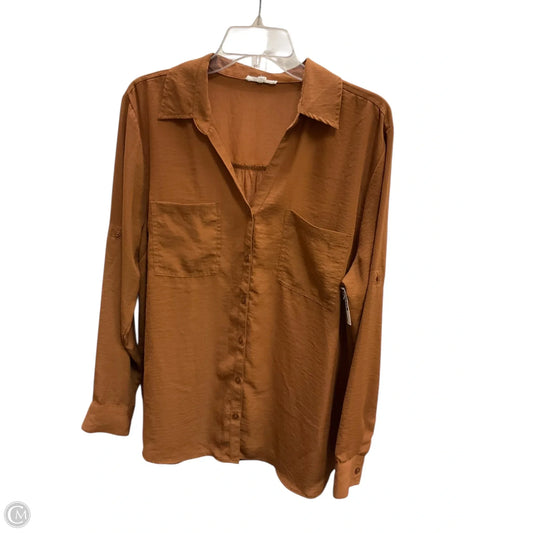 Blouse Long Sleeve By Maurices In Brown, Size: Xl