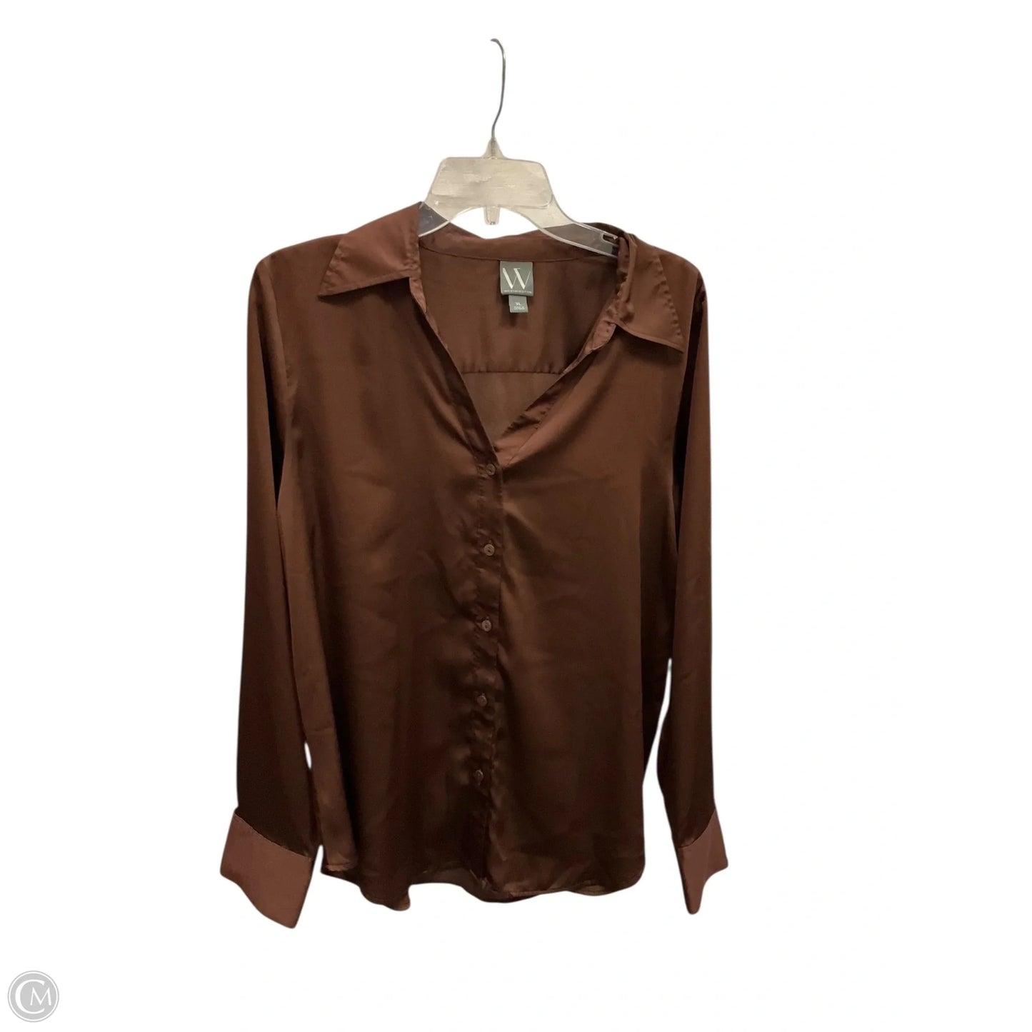 Blouse Long Sleeve By Worthington In Brown, Size: Xl