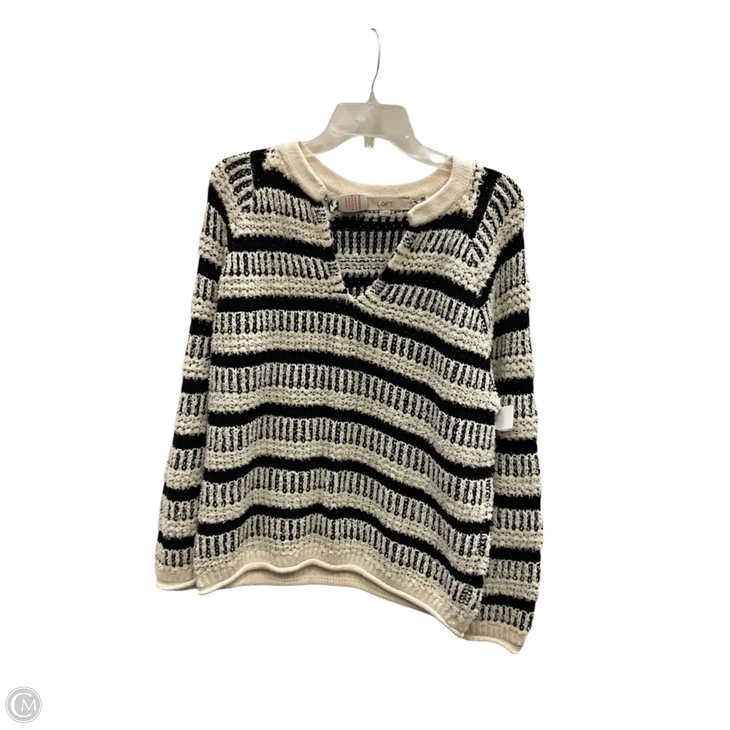 Top Long Sleeve By Loft In Black & White, Size: L