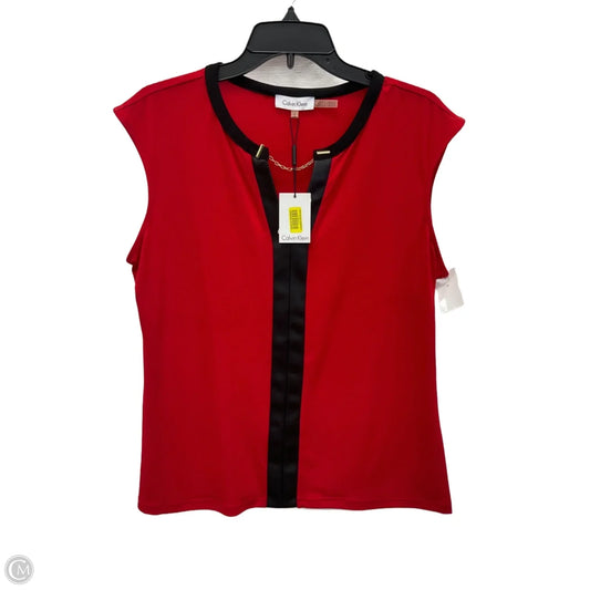 Top Sleeveless By Calvin Klein In Black & Red, Size: L