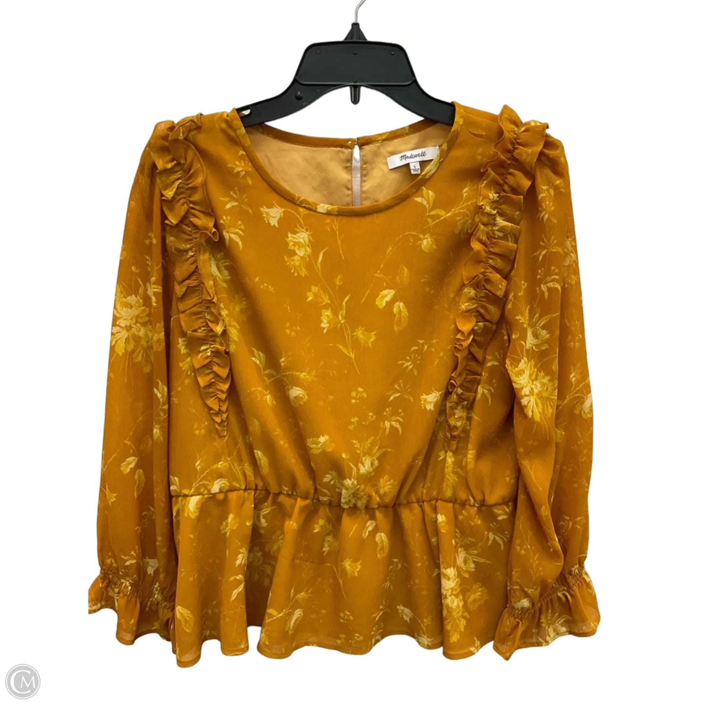 Top Long Sleeve By Madewell In Yellow, Size: L