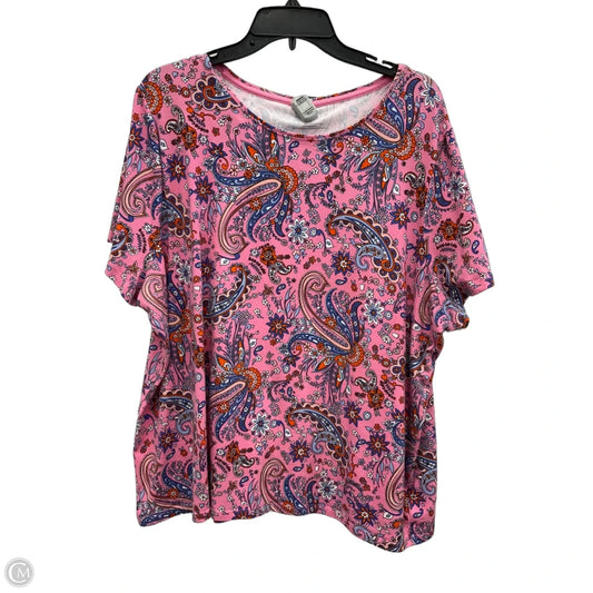 Top Short Sleeve By Talbots In Blue & Pink, Size: 3x