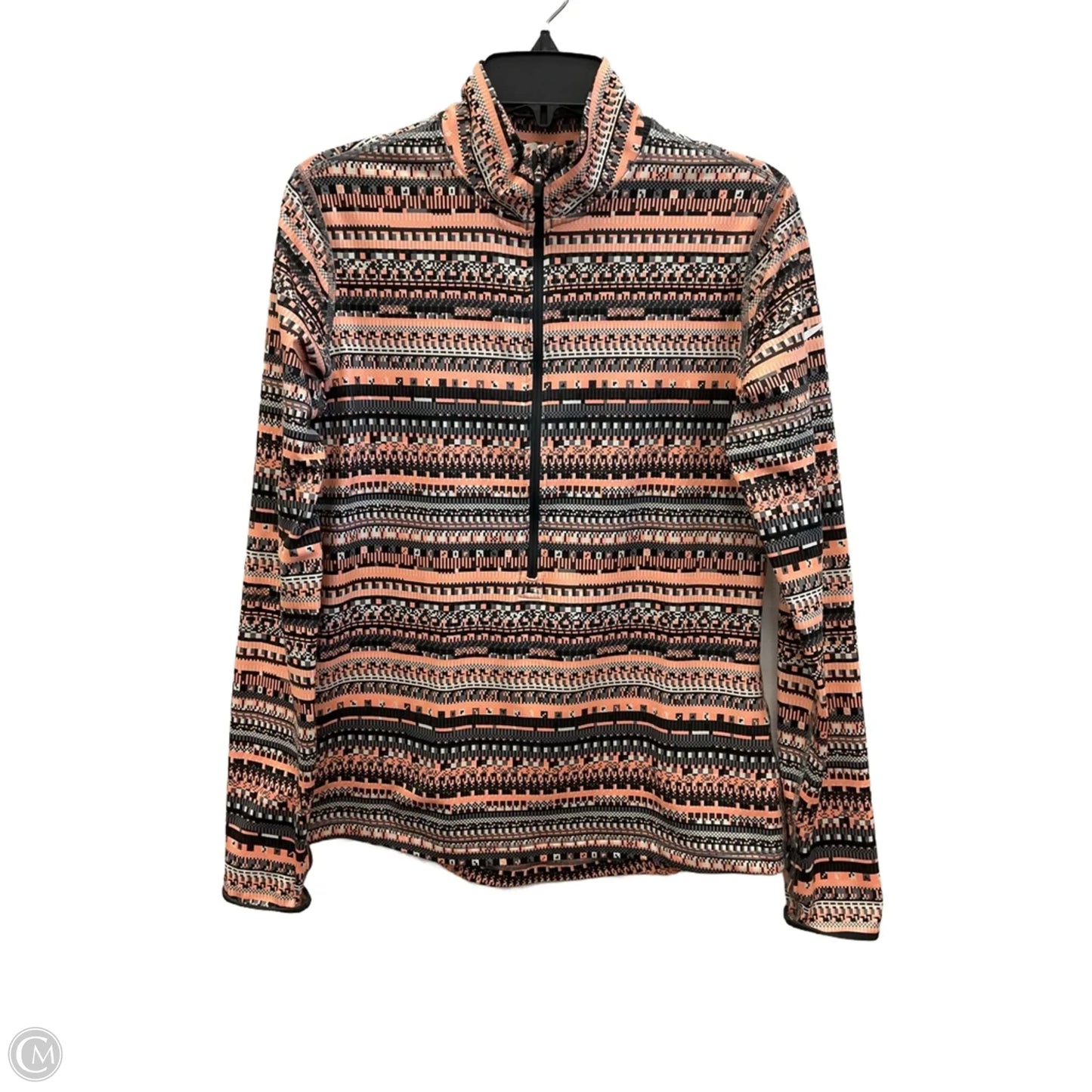 Athletic Top Long Sleeve Collar By Nike Apparel In Grey & Orange, Size: L