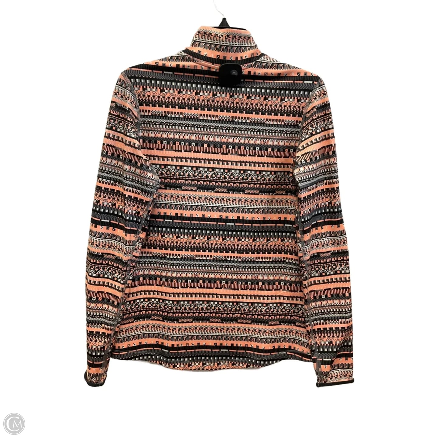 Athletic Top Long Sleeve Collar By Nike Apparel In Grey & Orange, Size: L