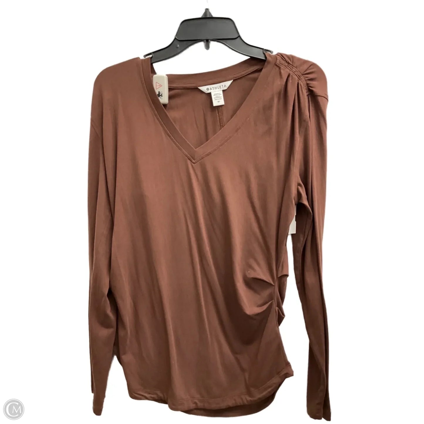 Athletic Top Long Sleeve Collar By Athleta In Brown, Size: M