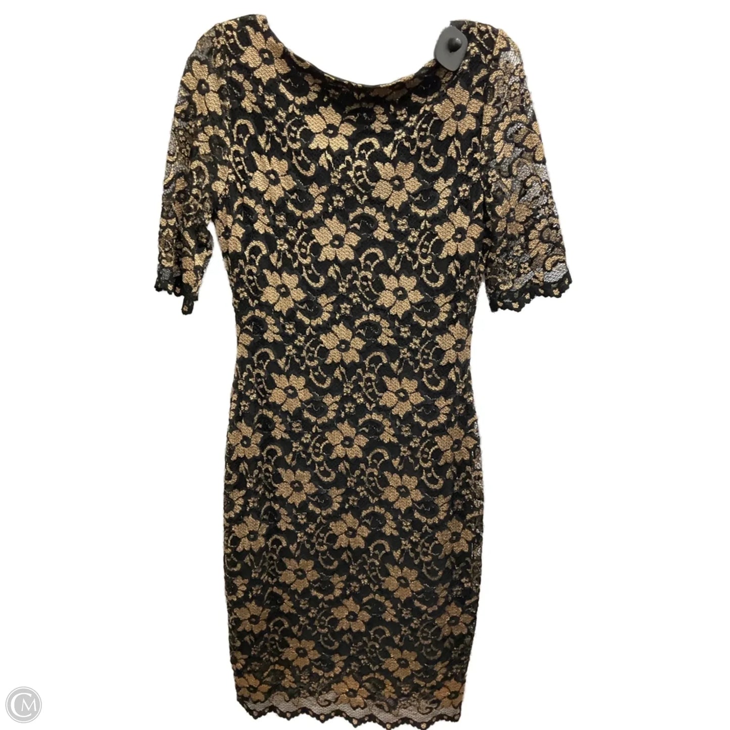 Dress Party Midi By Badgley Mischka In Black & Gold, Size: 10