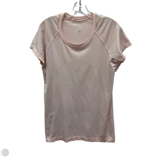 Athletic Top Short Sleeve By Lululemon In Pink, Size: L
