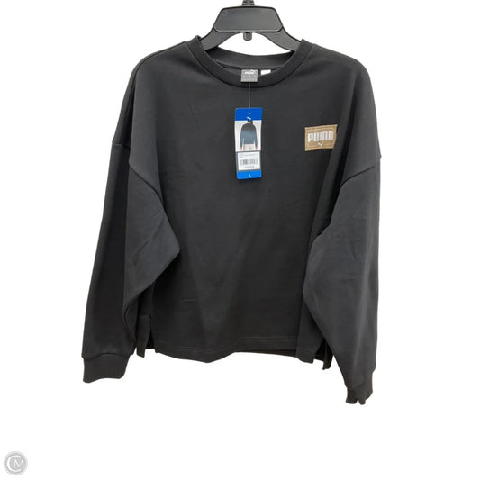Athletic Top Long Sleeve Crewneck By Puma In Black, Size: L