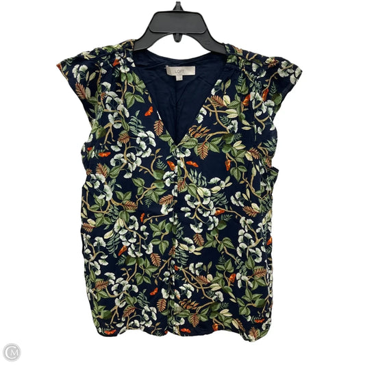Top Short Sleeve By Loft In Floral Print, Size: M