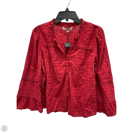 Top Long Sleeve By Loft In Red, Size: S