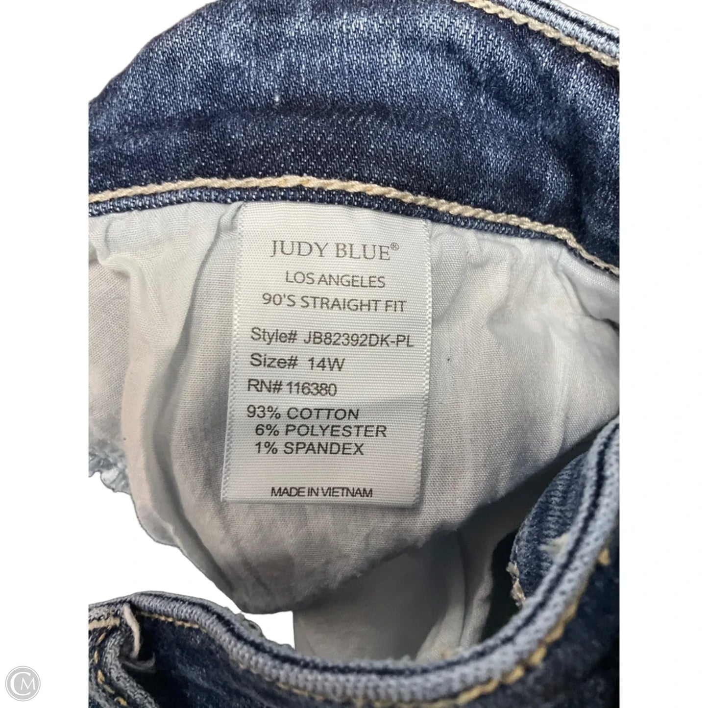 Jeans Straight By Judy Blue In Blue Denim, Size: 14